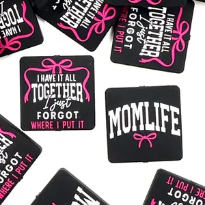 1pc Mom Life Silicone Focal Beads - Mom DIY Gift Ideas for Beaded Keychains Crafting & Beading Supplies
