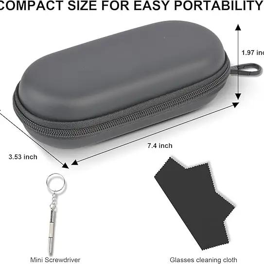 Dual Eyeglasses & Sunglasses Storage Case, Unisex 2-Pair Compact Secure Organizer with Clip, Zipper Closure, Travel-Friendly Eyewear Accessories