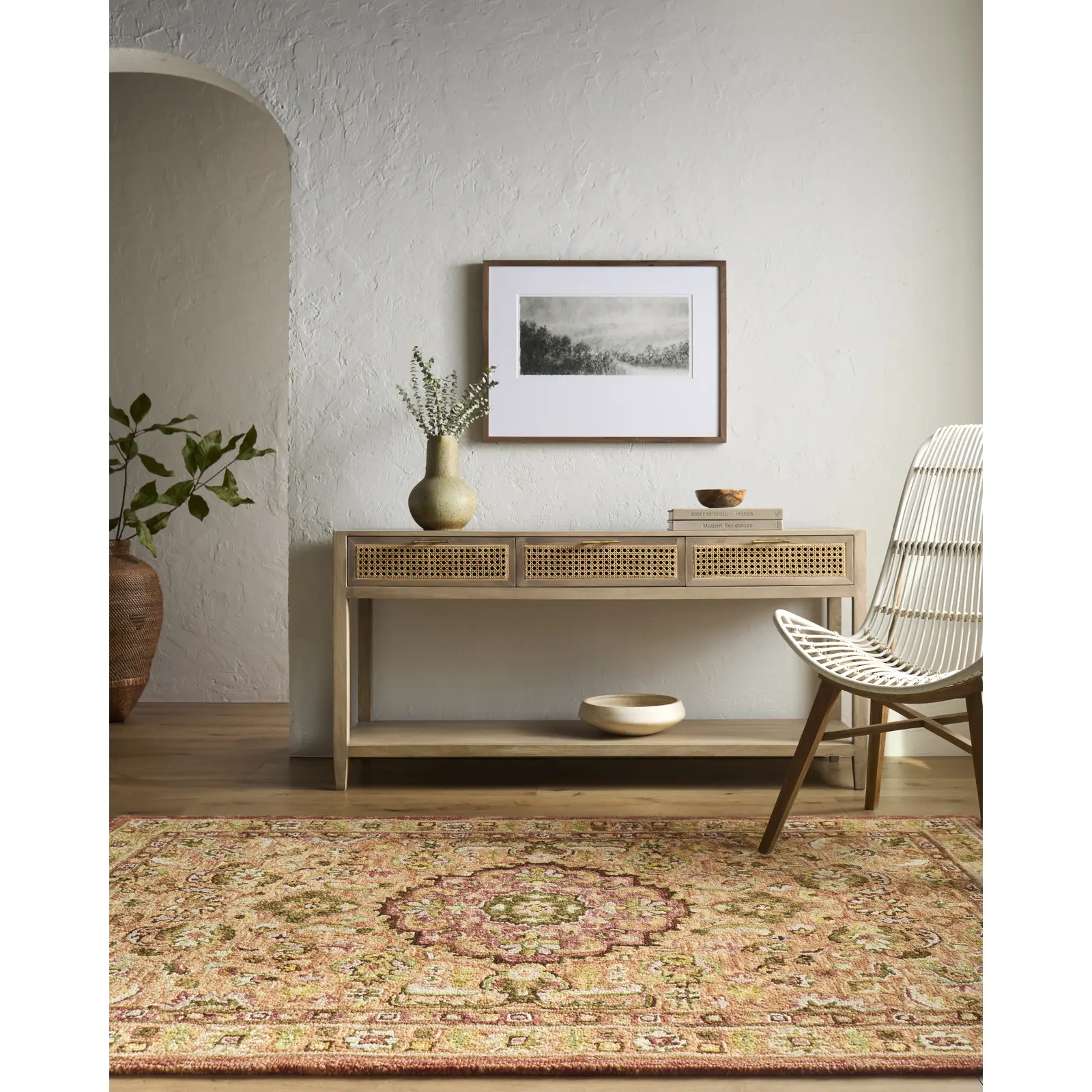 Fairfax 100% Wool Hand Tufted Area Rug in Warm, with Medallion