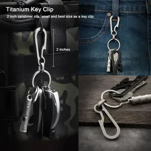Titanium Carabiner Keychain Clip Small Carabiner Clips Heavy Duty Key Holder Anti-Lost Quick Release Key Chain for Keys Bottle Opener Keychain