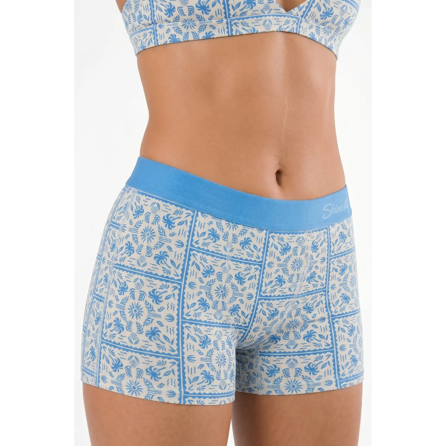 The Santorini | Shinesty Blue Tile Women’s Boxers