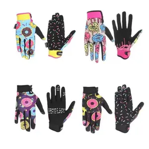 Playful Graphics Motorcycle Gloves - Donut Pattern with Touchscreen Fingertips, Protective Long Finger for Riding, 4 Vibrant Color Options