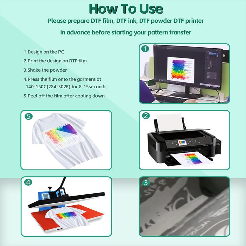 DTF Transfer Film Paper, 30 Sheets/set Double Sided PET Thermal Transfer Film, Cold & Hot Peel Printing Film for DIY T-shirt Fabric Pattern