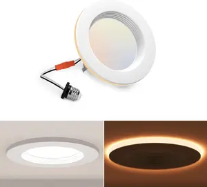 POWERASIA 4 Inch LED Can Lights with Night Lighting 5CCT Dimmable Downlight Recessed Pin Light Ceiling for Bedroom Living Party Corridor 630LM 9W Energy Saving