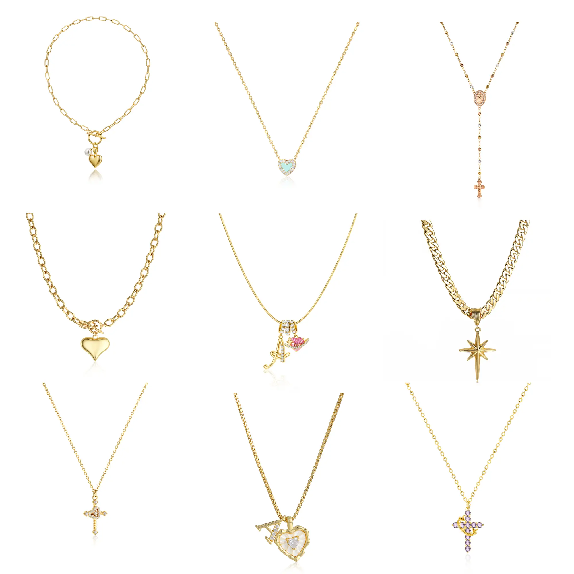 【Tewiky】 Women's 14K Gold Stacking Necklace - Waterproof, Non-Tarnish Yellow Gold Fashion Accessory with Matching Stackable Bracelet, Gift-Ready Jewelry, Non Tarnish Jewelry