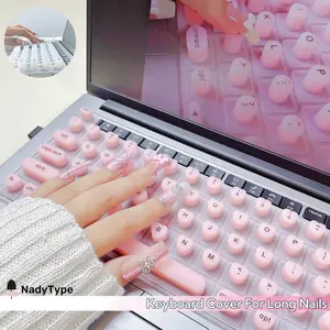 NadyType Keyboard Film for Nail Art,Full-Size Keyboard Film,Silicone Raised Keyboard Protective Cover compatible with Macbook&HP for Nail Art,Keyboard Cover for Long Nails,Full-Size Nail Art Laptop Keyboard Cover