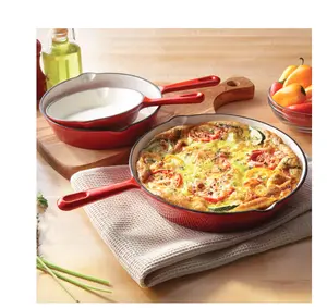BrylaneHome 3 Piece Cast Iron Enameled Skillet Set