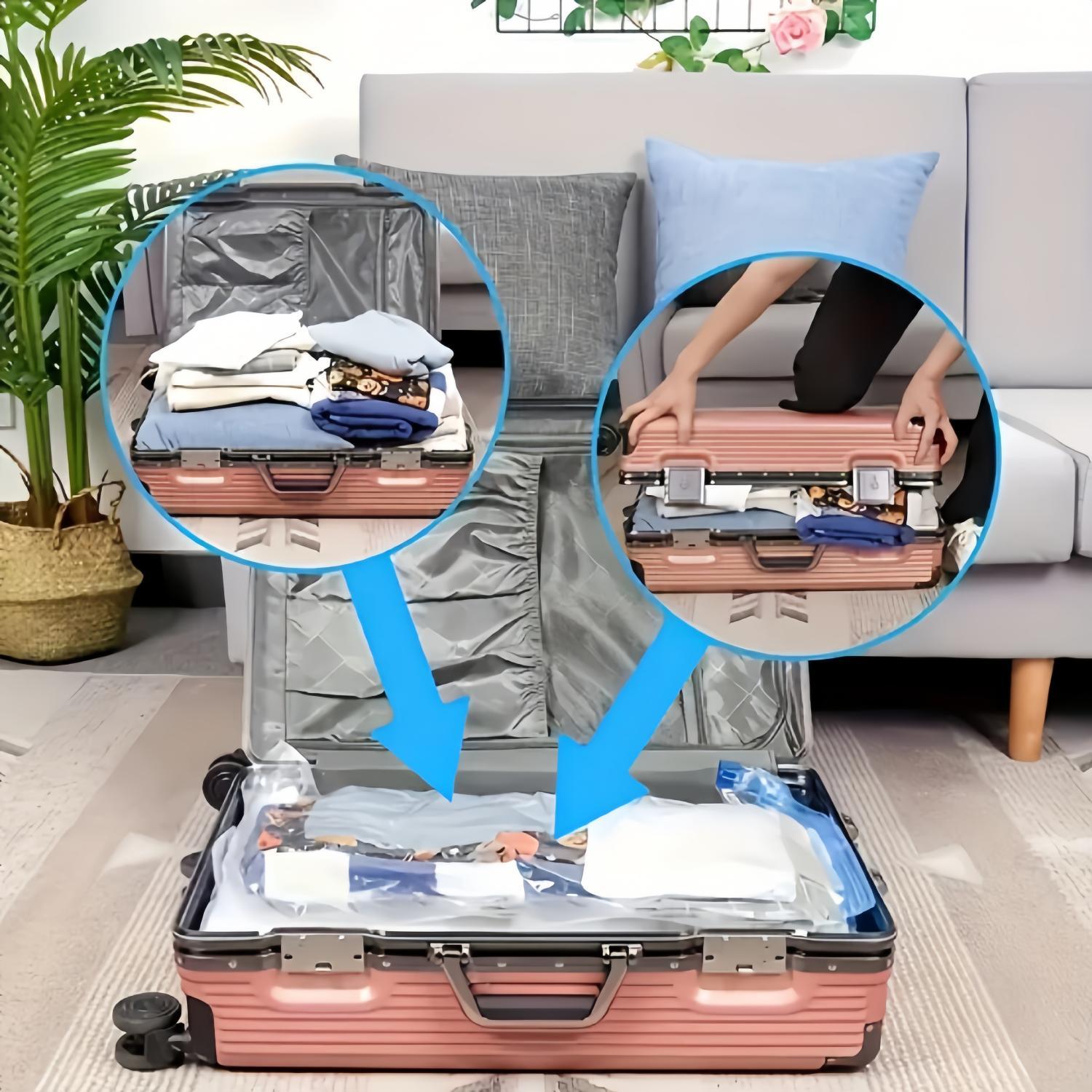 Cordless Travel Vacum Storage Compression Bag Set 15-Pack in 3 Sizes 140Min Powerful Air Removal USB Rechargeable Handheld Pump with Built-in Battery Waterproof & Reusable Space Saver for Clothes & Packing Perfect for Carry-On Suitcases