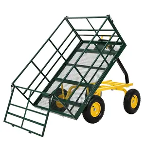 1500 lbs Heavy Duty Steel Garden Cart - 3-in-1 Outdoor Utility Wagon with Removable Mesh Sides - 180° Rotating Handle - All-Terrain Wheels - Ideal for Gardening, Landscaping, Seniors