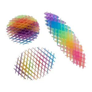 3 1/2" Rainbow Plastic Expanding Fidget Worms - 6 Pc.