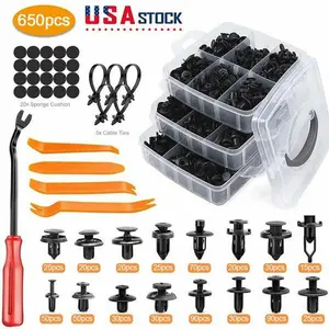 650Pcs Car Retainer Clips Kit, Auto Plastic Fasteners Push Pin Rivet Bumper Trim Repair