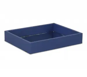 HomeRoots 10" Navy Blue Rectangular Wood Handmade Tray
