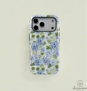 Tough Case Blue Hydrangea Girly Aesthetic Summer Spring Flowers Fashion Cute 2 in 1 Phone Case with Durable, Shock Absorbing and Stylish Design. Compatible with Iphone 11, 12, 13, 14, 15 16E 17 Pro Max and Pro Plus