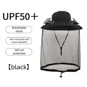 Summer Solar Fan Cap Wide Brim Built-in Dual Solar Fans USB Charging Cooling Fishing Hat Mesh Cover Sun Protection Outdoor Hat Father's Day gift