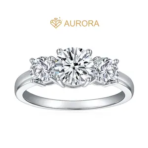 【#12 Past Present Future】Full Moissanite main stone and side stone rings 925 sterling silver  gift with gift senior Anniversary  Jewelry Synthetic Moissanite