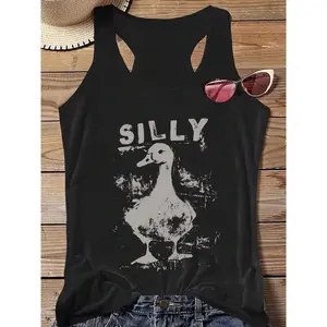Vest Casual Women's Tank Top With Duck Graphic Print For Everyday Wear Comfortable And Stylish Design Perfect For Young Adults And Teenagers