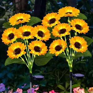 Solar Powered Sunflower Garden Light, Decorative Ground Stake Lantern, Realistic Landscape Ambiance Lamp, Outdoor Lighting Fixture, Solar Garden Lights, Yard Lighting