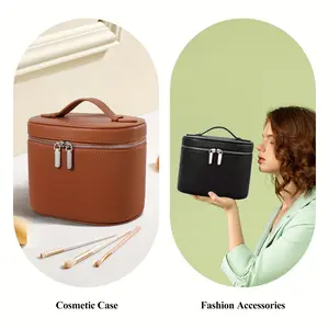 PU Makeup Bag with Detachable Compartments, Portable Travel Toiletry Organizer, Unisex Cosmetic Storage Box, Zipper Closure, Compact Lightweight, Travel Cosmetic Bags, Makeup Organizer Pouch