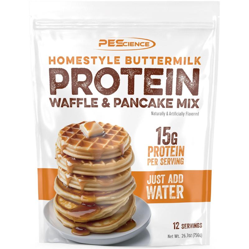 PEScience Protein Pancake and Waffle Mix - a healthy 'Just Add Water' mix for pancakes and waffles. Try it for baking too!