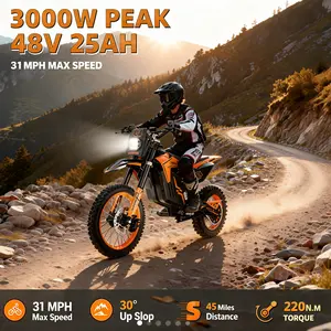 HillMiles MilePop 1 Electric Bicycle — (3000W Peak) Power, equipped with a 48V 25Ah battery, offering a range of 35–45 miles; features hydraulic brakes, a full suspension system, and Bluetooth music functionality; an off-road electric bicycle.