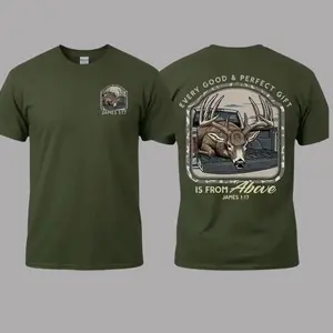 James 1:17 Whitetail Deer Hunting Shirt | Every Good and Perfect Gift Bible Verse Tee | Christian Hunter Graphic T-Shirt | Outdoor Hunting Shirt
