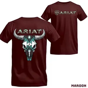 Ariat T-shirt - Unique Tribal Design Highlighting Western Style And Adventure, Perfect For Casual Wear Top Menswear Tshirt Crewneck Shortsleeve