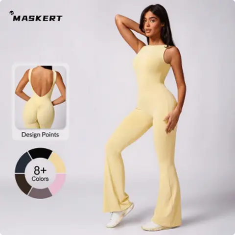 MASKERT Women's Sports Jumpsuit Tummy Control Butt Lifting Fitness Activewear Sports Outfits for Yoga & Gym tiktokshopbacktoschool