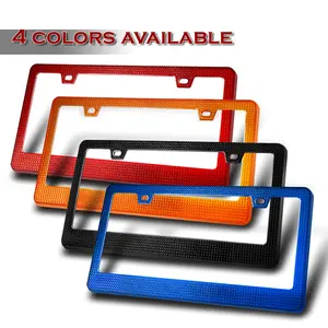 2 x Blue Red Black Or Orange Diamond Cut Style Car License Plate Frame Cover Front Or Rear US Size license plate frames