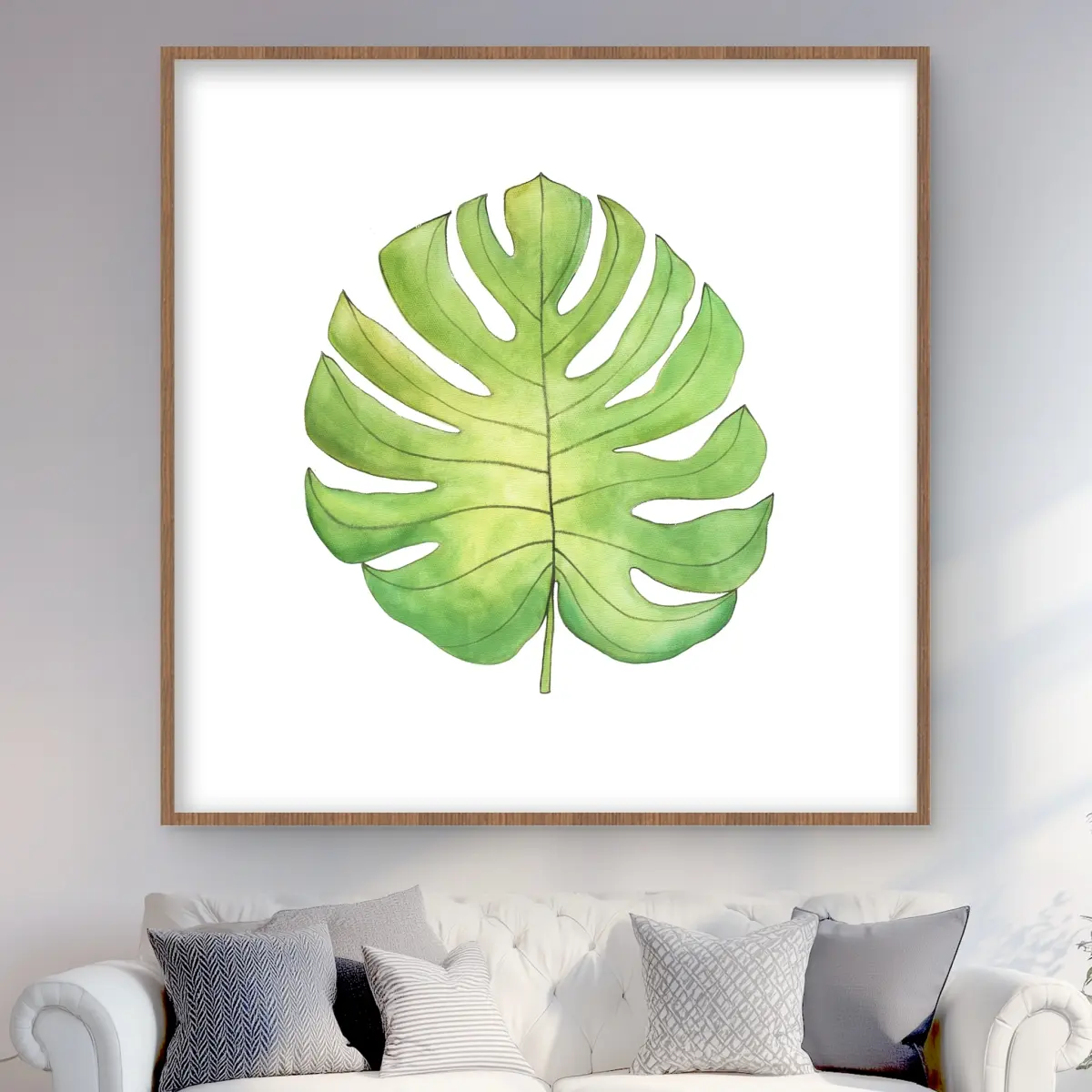 Begin Home Decor C1FM4848H0H85P 48 x 48 in. Tropical Leaf - Floral Botanical Framed Print Wall Art for Home Decor