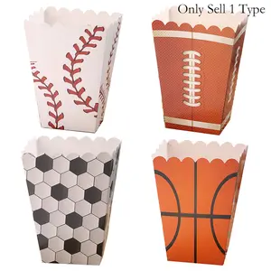 24 Party Popcorn Treat Boxes，Creative Party Footballs, Baseballs, Basketballs, Rugby Popcorn Boxes, Assorted Colors Paper Buckets, Chicken Nuggets Cups, Fries Packaging