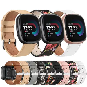 Genuine Leather Band For Fitbit Versa 3/Versa 4 Strap Bracelet For Fitbit Sense/Sense 2 Watch Band Adjustable Wristband