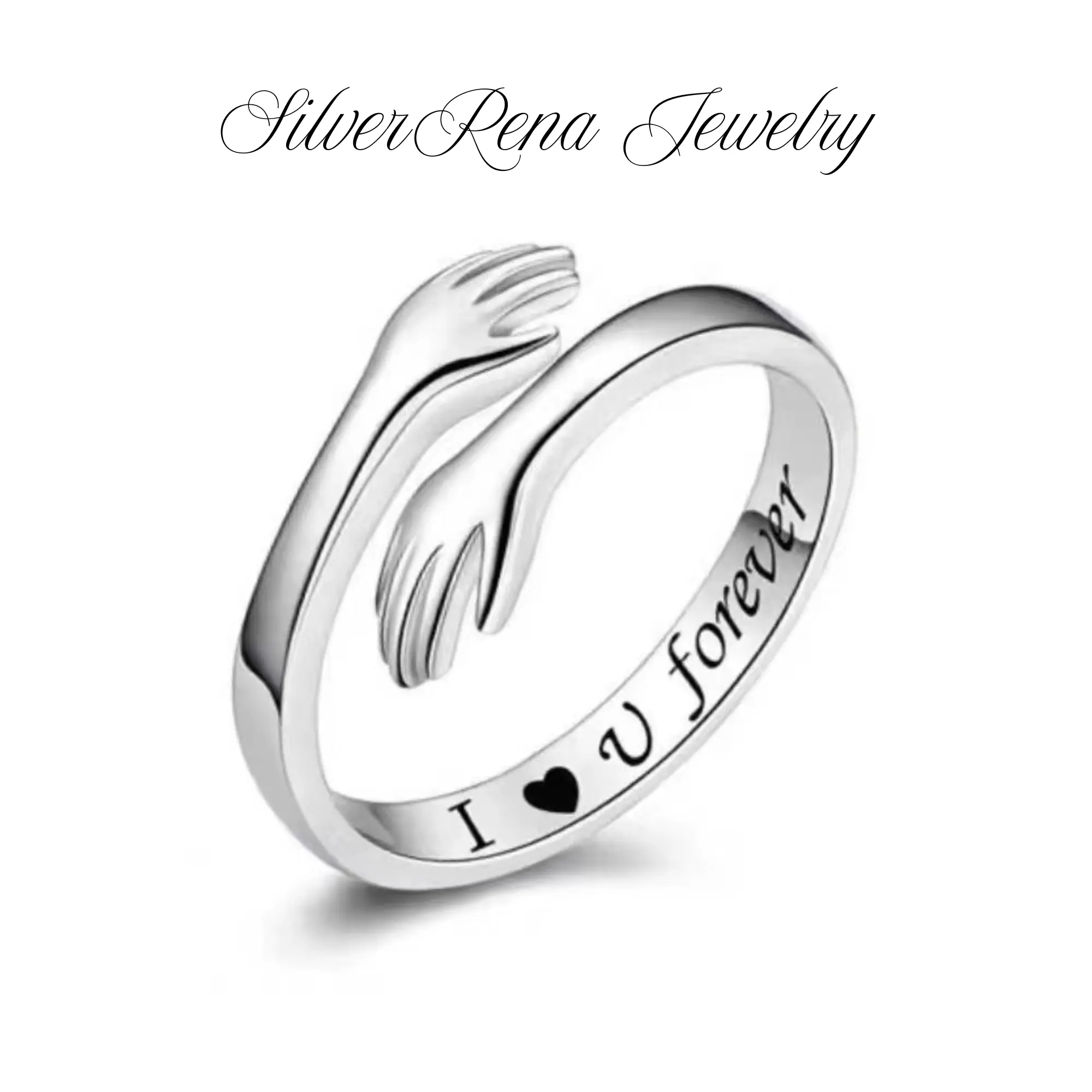Gift Ideas Hug Love Ring Engraved 'I love you forever' Ring, Romantic Couple Ring Jewelry for Women, Unisex Ring with Adjustable Design, Birthday Valentine's Day Jewelry Gift for Girls Lover, Daily Wear Jewelry