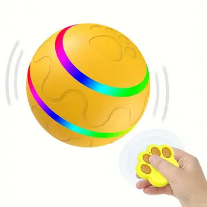 Intelligent Pet Toy Interactive Ball 80mm Diameter IP54 Waterproof USB Rechargeable with Remote Control & Colored Light for Medium/Large Dogs