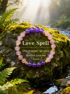 Natural Strawberry Quartz Energy Bracelet, Love Spell Charm, Attracts Affection & Focus, Manifest Love Crystal Necklace