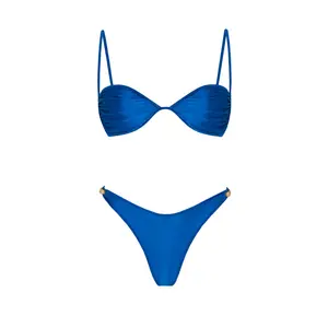 2026 new solid-color mini bikini two-piece set—fashionable, shiny women’s two-piece swimsuit for casual vacations, beachwear, and pool parties