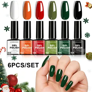6pcs Gel Polish Set 6 Vibrant Colors UV Gel Nail Polish Red Blue Green Hema TMPTA TPO 3-free All Seasons NailGel for Christmas Gift Women Girls