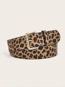 Fashion Women Leopard Print PU Belt, Vintage Style Waistband for Jeans, Trendy Accessory for Casual and Office Wear