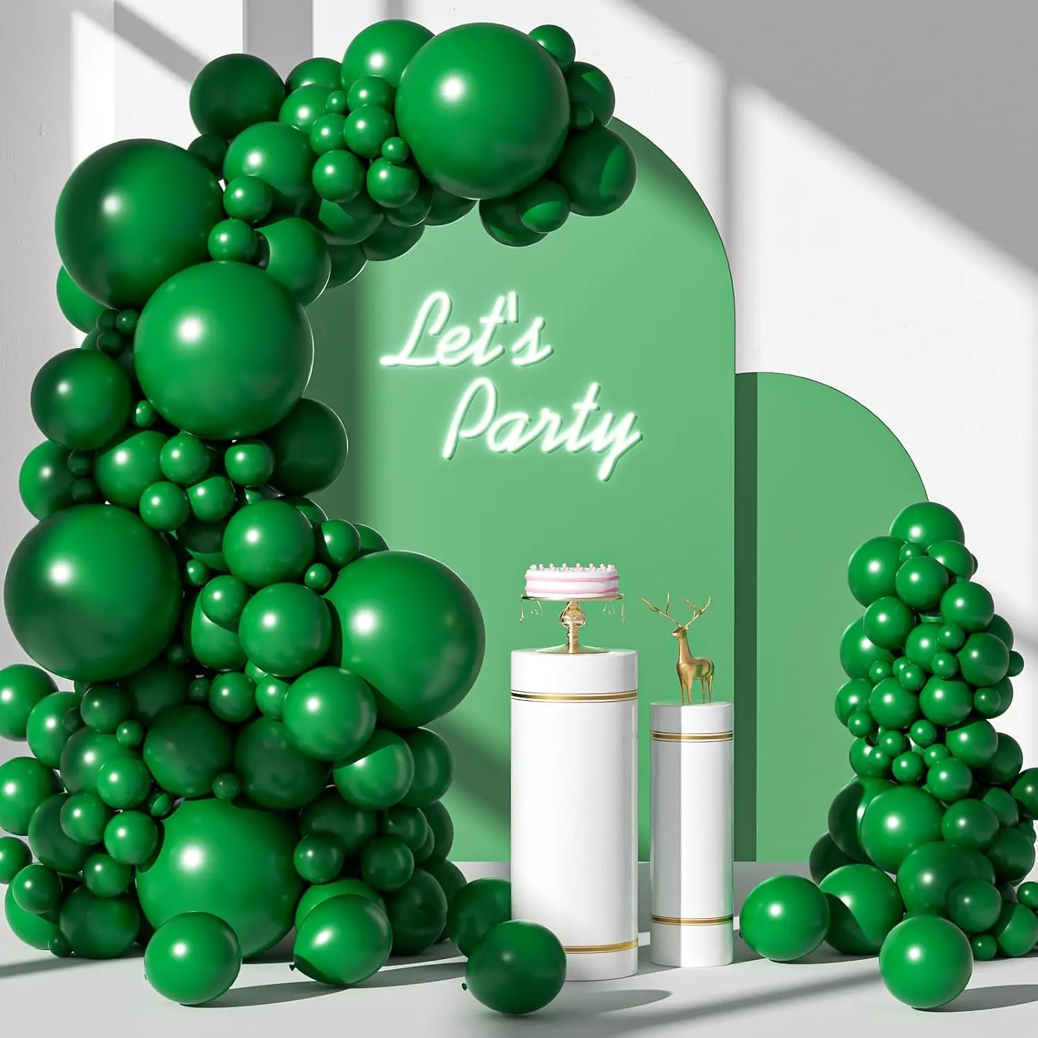 110pcs Round Dark Green Latex Balloon Garland Arch Kit, 18/12/10/5 in Sizes for Birthday, Jungle Party Decorations (Home & Festive Supplies)
