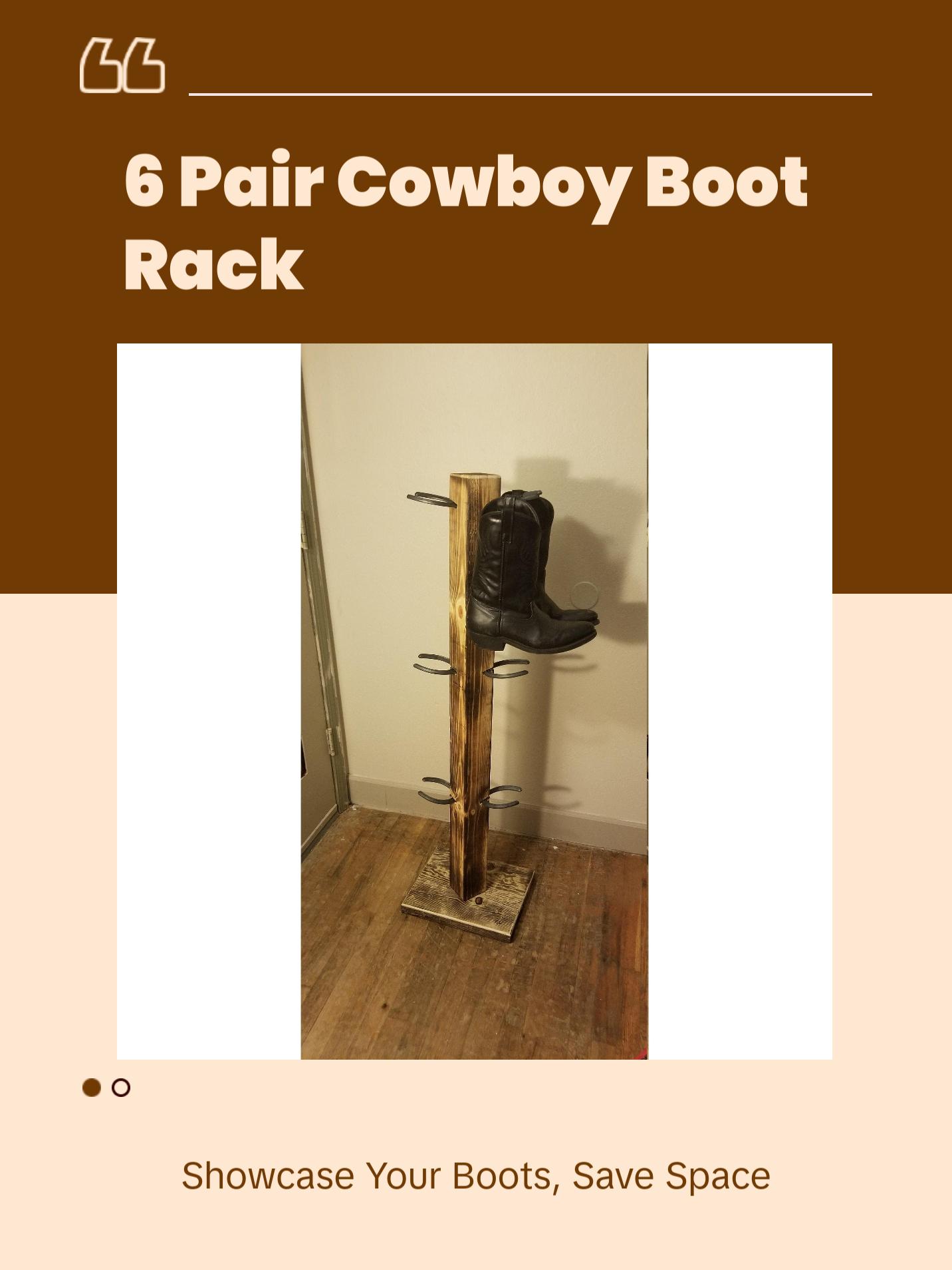 6 Pair Cowboy Boot Tree Rack Vertical Western Boot Organizer