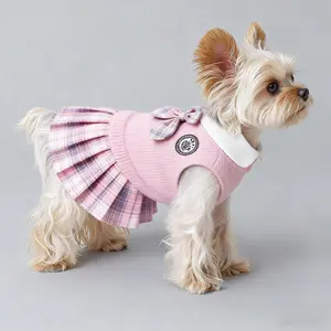 Winter Warm Pet Clothing, JK plaid dress, 1 Count Warm Puppy Clothes for Small Dogs and Cats, Pet Clothing for Chihuahua, French Bulldog and Pug, Valentine's Day Gift ﻿