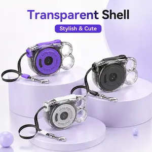 UFORU Mini Retractable Dog Leash for Small Dogs and Cats, Lightweight Portable Pet Leash with Two-Finger Grip Handle, Clear Shell, Durable Metal Clip, Compact Leash for Walking Travel Outdoor Use