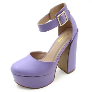 Women’s Street Style Ankle Strap Platform  - Chunky Block  Pumps for Urban Trendsetting classy  round toe shoes Footwear Elegant high heel platform sandal party wedding prom