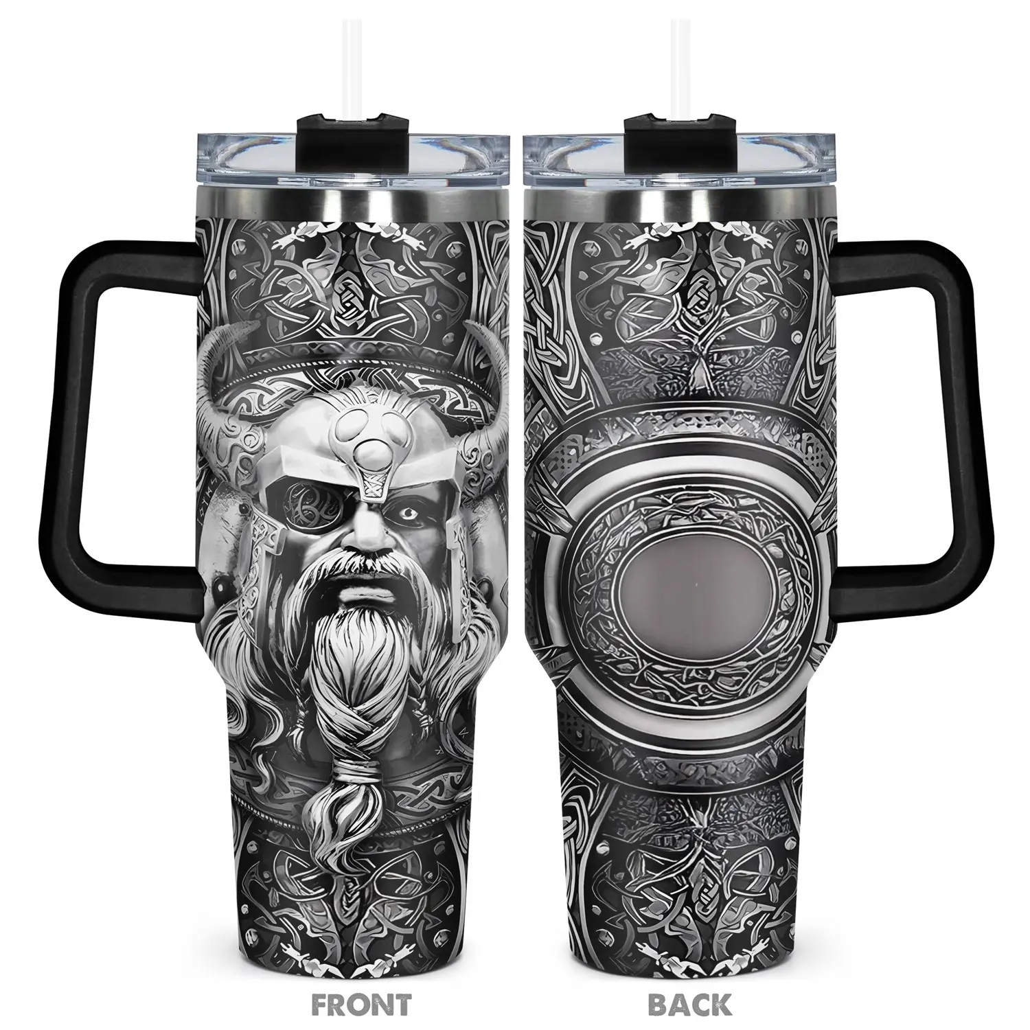 1pc, 40oz Tumbler, Stainless Steel Tumbler, Viking Valor Funny Print, Insulated and Durable, Gift for Any Occasion, Birthdays, Holidays for Family, Friends, or Coworkers, Hydration Tumbler, Tumbler Drinkware, Insulated Coffee Tumbler