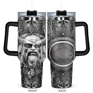 1pc, 40oz Tumbler, Viking Valor Funny Print 40oz, Insulated and Durable, Gift for Any Occasion: Birthdays, Holidays, or Special Moments for Family, Friends, or Coworkers, Hydration Tumbler, Tumbler Drinkware