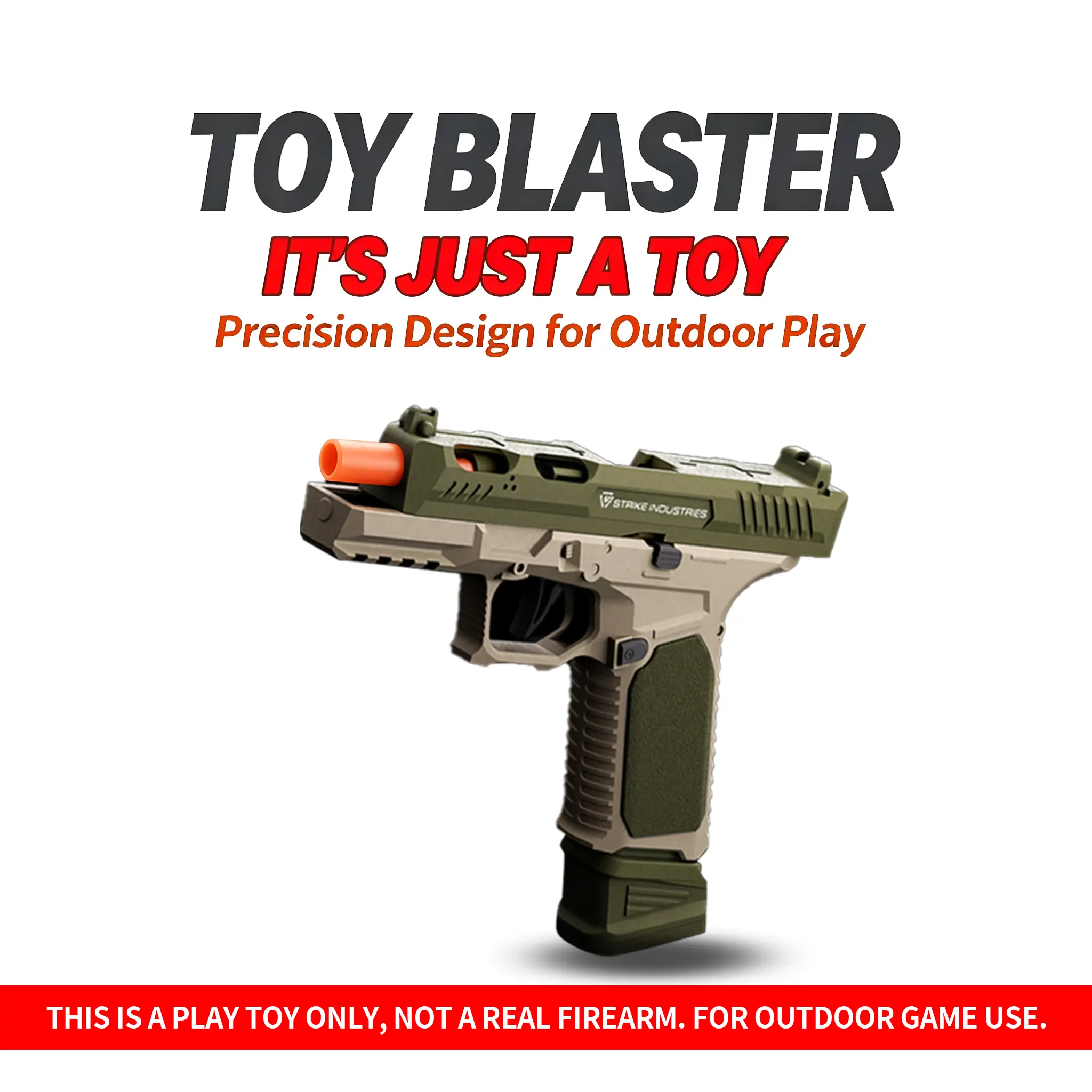 Foam Dart Toy Blaster with Mechanical Firing, Shell Ejecting & Slide Hold Open, Removable Magazine, Low Impact Soft Bullets, Safe Orange Tip, Outdoor Backyard Shooting Hobby Gift for Teens Age 14+