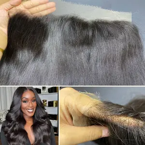 【TIMIA】13x4 Raw Hair HD Lace Frontal, Pre-plucked Straight Human Hair Closure 0.10mm Ultra-thin Melted Invisible Swiss Lace Small Single Knot 12 14 16 18 20 Inch
