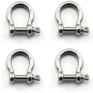 4pcs 1/4 Inch 6mm Screw Pin Anchor Shackle, Stainless Steel Heavy Duty Bow Shape Load Clamp for Chains Wirerope Lifting Paracord Outdoor Camping Survival Rope Bracelets