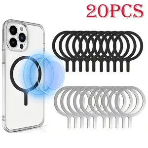 20 Pieces, Magnetic Metal Ring Sticker, Designed for Wireless Chargers, Compatible with iPhone 11 to 17 Pro Max Series, Mobile Phone Magnetic Ring, Smartphone
