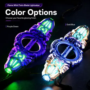 Light Up Dual Blade Sword Toy for Kids, Spinning Sci-Fi Sword with Sound Effects, Rechargeable Birthday Gift Toy for Boys and Girls