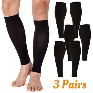 3Pairs Elasticity Compression Leg Sleeves, Muscle Support, Breathable Tight-Fitting Calf Socks,Multi-Size High Ideal Equipment for Fitness Enthusiasts, Enhances Performance Support for Football, Basketball, Hiking, Cycling, Running